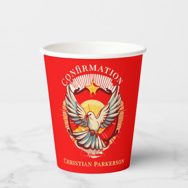 Bestätigung White Dove Red Flamed Custom Pappbecher (Vorderseite)