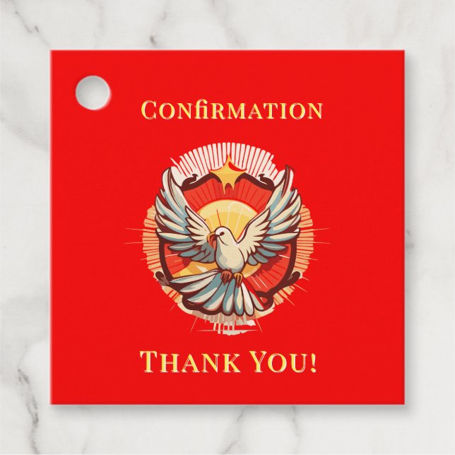 Bestätigung White Dove Red Flamed Danke Geschenkanhänger (Vorderseite)