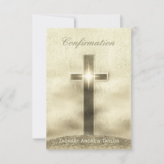 Bestätigungs-Goldkreuz auf Hügel Einladung (Rückseite)