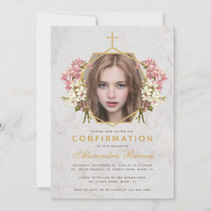 Bestätigungs Mädchen Foto Floral Pink Orchideen Ma Einladung