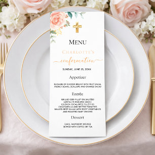 Bestätigungsmenü rose gold rosé pink florale Mädch Werbekarte