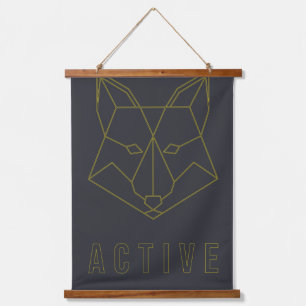 Bestätigungswort aktiver Gelber Origami-Fuchs Wandteppich Mit Holzrahmen