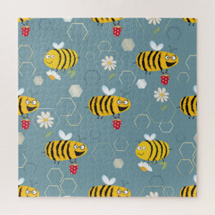Bestäubende Bienen, blühende Gartenlandschaft.