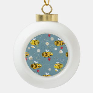 Bestäubende Bienen, blühende Gartenlandschaft. Keramik Kugel-Ornament