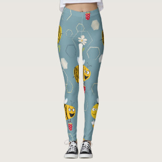 Bestäubende Bienen, blühende Gartenlandschaft. Leggings