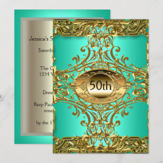 Beste 50. Aquamarine Geburtstagsparty Einladung
