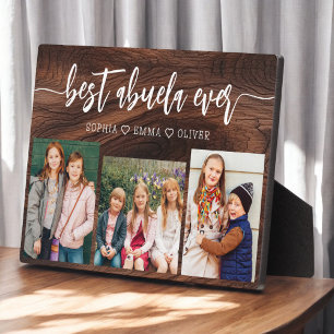 Beste Abuela je - Rustikales Holzfoto Collage Fotoplatte