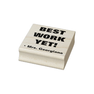 "BESTE ARBEIT NOCH!" + Tutor Name Rubber Briefmark Gummistempel