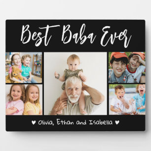 Beste Baba je Großkinder 5 FotoCollage Schwarz Fotoplatte