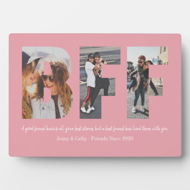 Beste BESTE FREUNDIN Foto Collage Besties Rosa Fotoplatte (Vorderseite)
