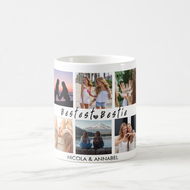 'Beste Bestie' Freunde Keepake Foto Collage halten Kaffeetasse (Mittel)