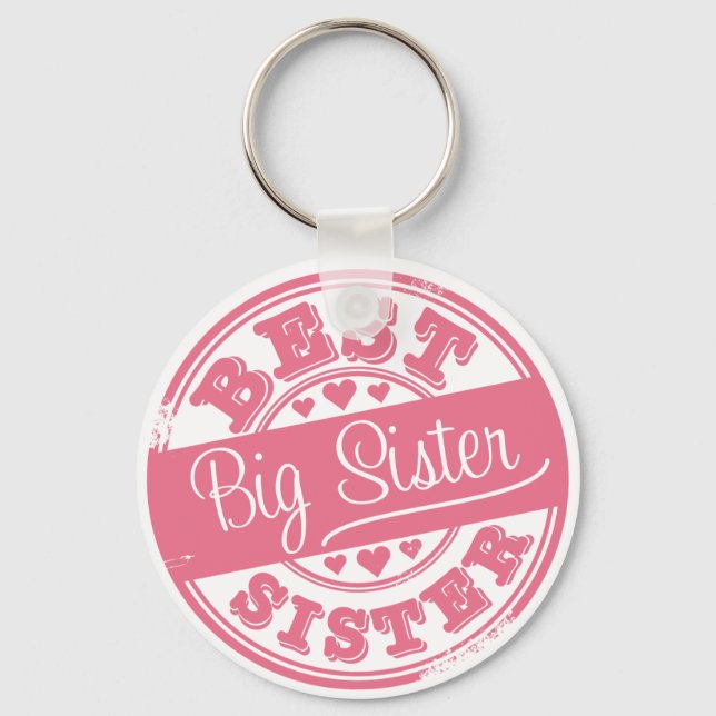 Beste Big Sister-Gummi-Briefmarke-Effekt- Schlüsselanhänger (Vorderseite)