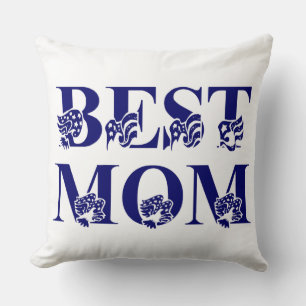Beste blaue Mama mit blauen und weißen Streifen Kissen