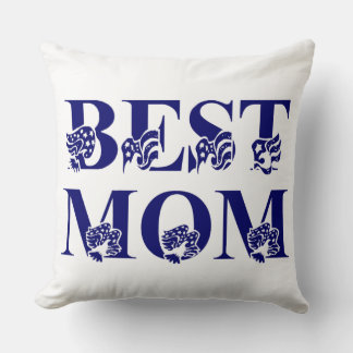 Beste blaue Mama mit blauen und weißen Streifen Kissen