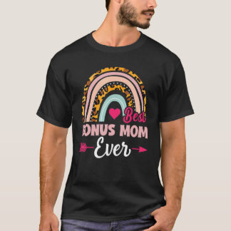 Beste Bonus-Mama je Leopard Boho Rainbow Step Mama T-Shirt