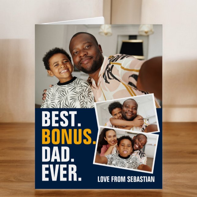 Beste Bonus Vater je Personalisierter Tag (Best Bonus Dad Ever Fathers Day Personalized Card from Ricaso. Father's Day card for Stepdads)
