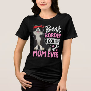 Beste Border Collie Mama je Tri-Blend Shirt