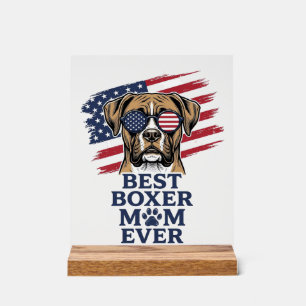 Beste Boxer-Mutter Aller Patrioten Hund-Shirt Desi Acrylschild