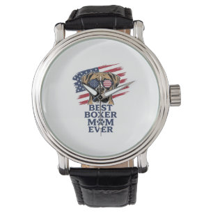 Beste Boxer-Mutter Aller Patrioten Hund-Shirt Desi Armbanduhr