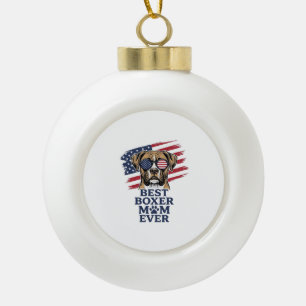 Beste Boxer-Mutter Aller Patrioten Hund-Shirt Desi Keramik Kugel-Ornament
