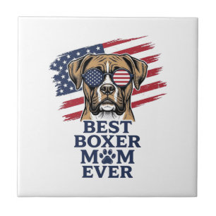 Beste Boxer-Mutter Aller Patriotische Hundeshirt D Fliese