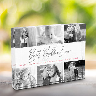 Beste Bubbie je Moderne Grau-Script-benutzerdefini Fotoblock