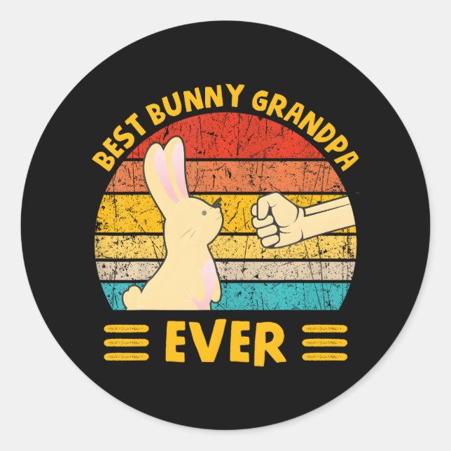 Beste Bunny Opa je Niedlich Rabbit Proud Familie Runder Aufkleber (Vorderseite)
