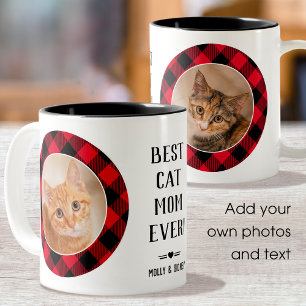 Beste Cat Mama Benutzerdefinierter Foto Name Zweifarbige Tasse