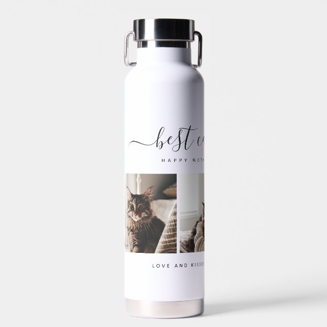 Beste Cat-Mama: Custom Mother's Day Cat Foto Trinkflasche (Vorne)