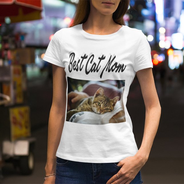Beste Cat Mama Foto Schwarzer T - Shirt (Von Creator hochgeladen)