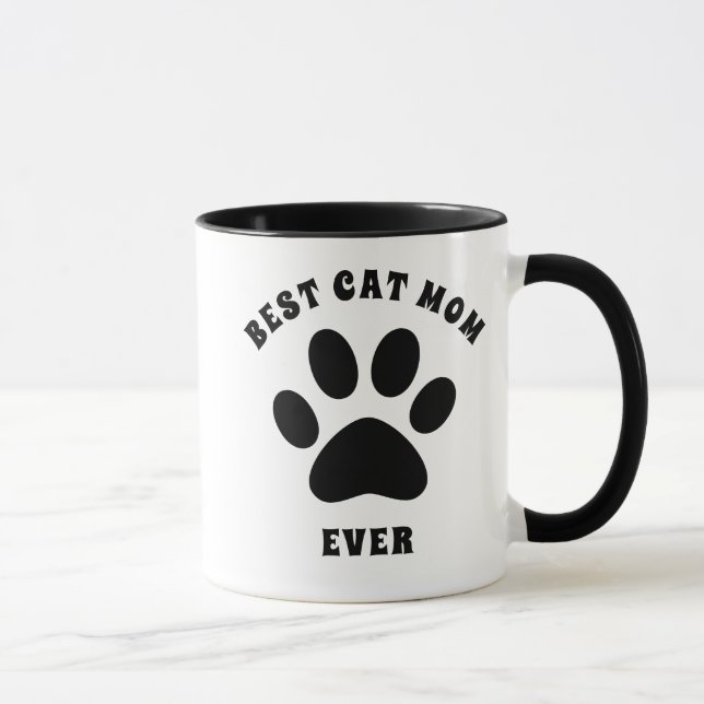 Beste Cat-Mama je benutzerdefinierter Text Persona Tasse (Rechts)