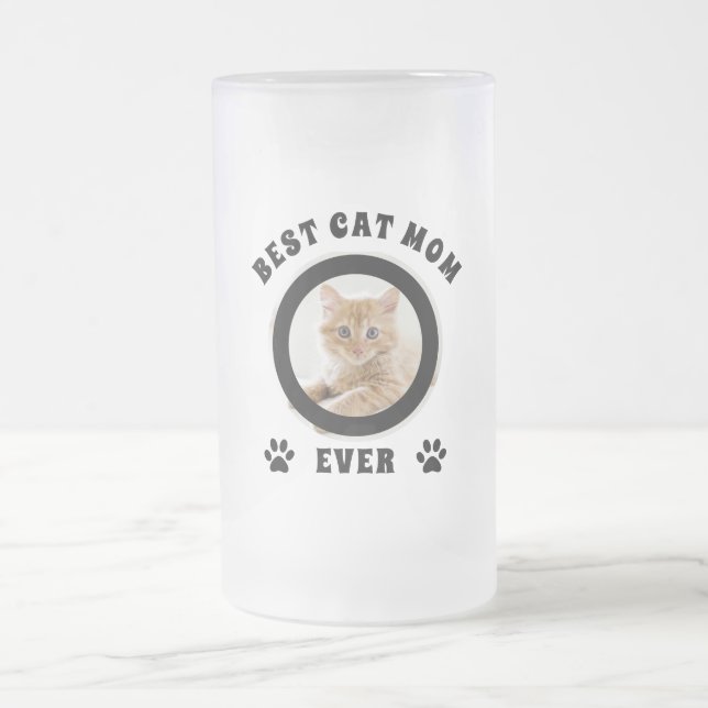 Beste Cat-Mama je benutzerdefiniertes Foto Persona Mattglas Bierglas (Mittel)