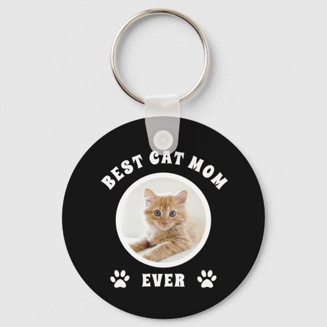Beste Cat-Mama je benutzerdefiniertes Foto Persona Schlüsselanhänger (Vorderseite)