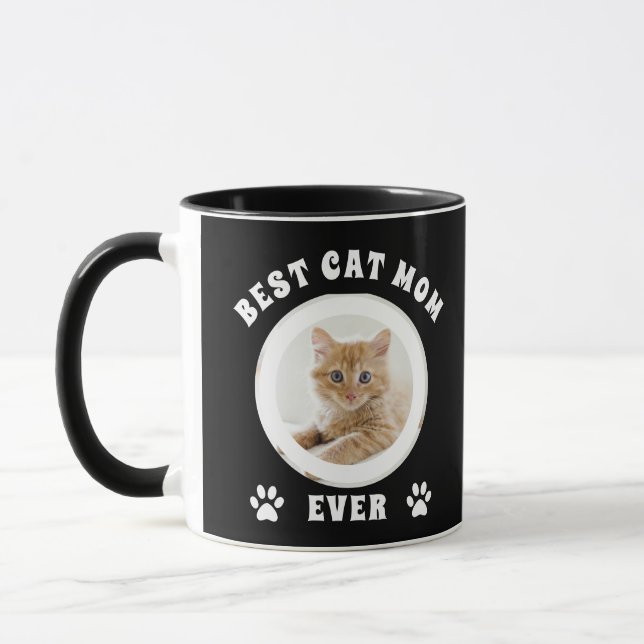 Beste Cat-Mama je benutzerdefiniertes Foto Persona Tasse (Links)