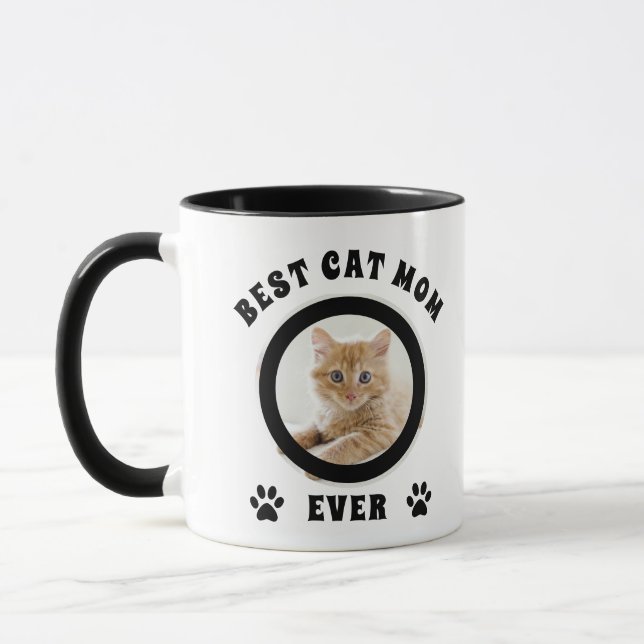 Beste Cat-Mama je benutzerdefiniertes Foto Persona Tasse (Links)