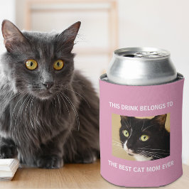 Beste Cat Mama je benutzerdefiniertes Foto Rosa Dosenkühler