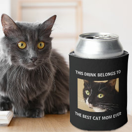 Beste Cat-Mama je benutzerdefiniertes Foto Schwarz Dosenkühler