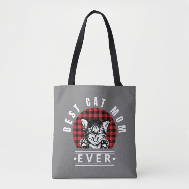 Beste Cat Mama je Buffalo Kariert Tasche (Vorderseite)