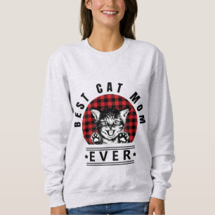 Beste Cat Mama je Buffalo Karo Sweatshirt