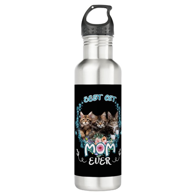 Beste Cat Mama je Edelstahlflasche (Vorderseite)