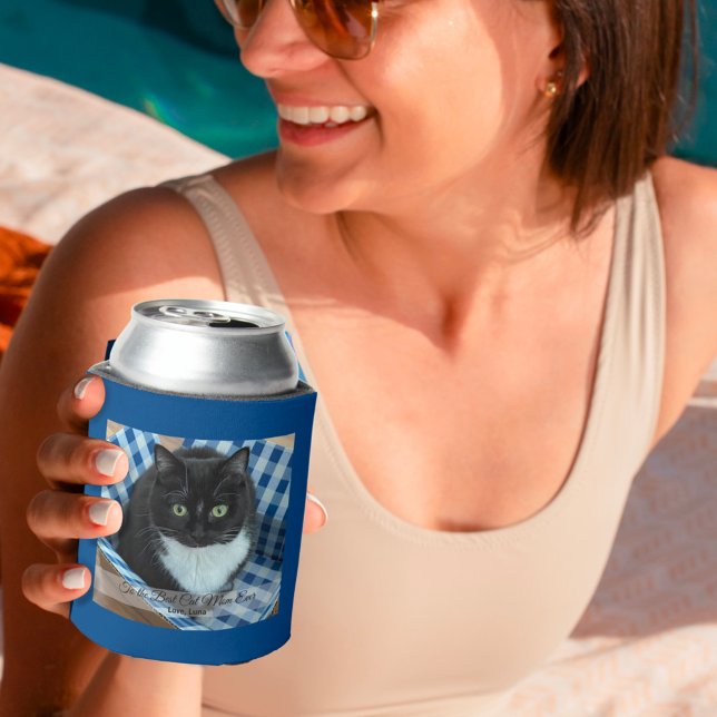 Beste Cat-Mama je Foto-Throw-Kissen Dosenkühler (Von Creator hochgeladen)