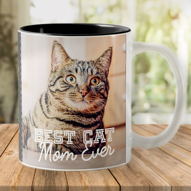 Beste Cat Mama je Modernes, benutzerdefiniertes Fo Zweifarbige Tasse (Von Creator hochgeladen)