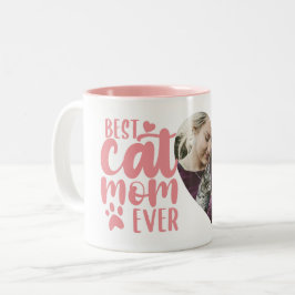 Beste Cat Mama je Niedlich Foto Name Rosa Zweifarbige Tasse