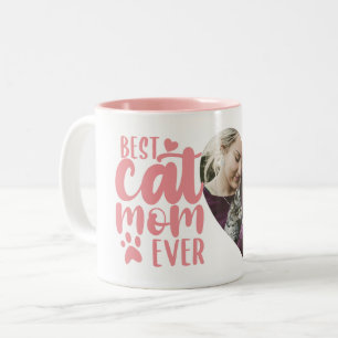 Beste Cat Mama je Niedlich Foto Name Rosa Zweifarbige Tasse
