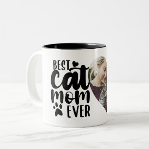 Beste Cat Mama je Niedlich Foto Name Zweifarbige Tasse