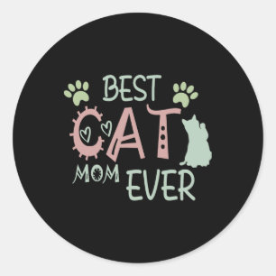 Beste Cat Mama je Niedlich Meow First Mütter Day Runder Aufkleber
