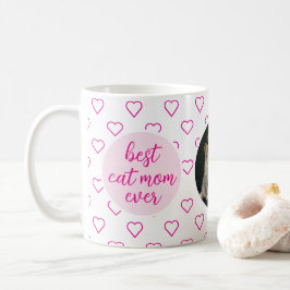 Beste Cat Mama je Niedliches rosa Herz Muster Foto Kaffeetasse