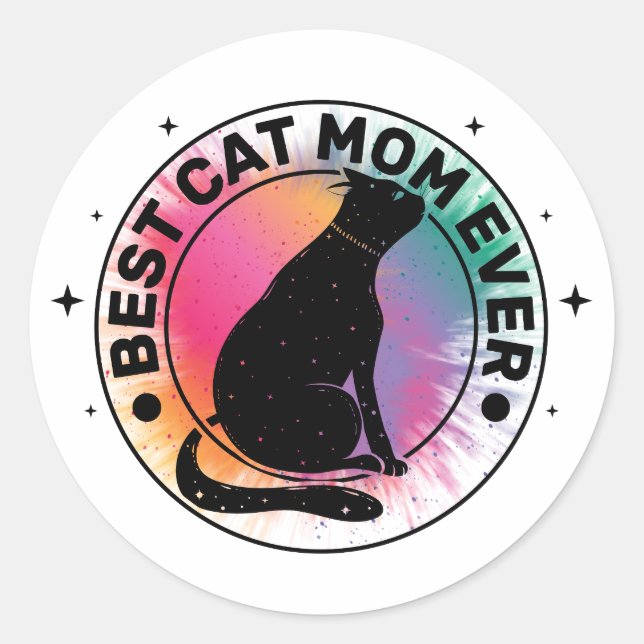 Beste Cat Mama je Runder Aufkleber (Vorderseite)
