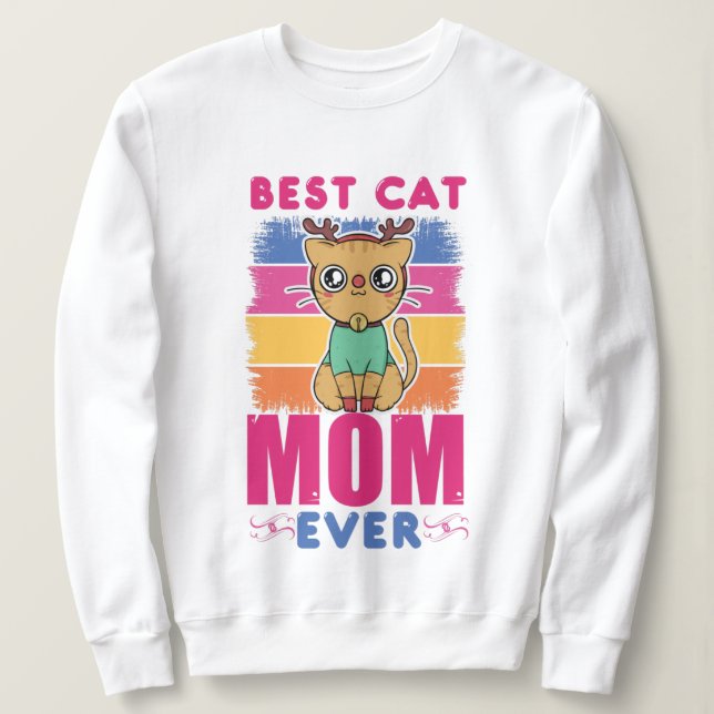 Beste Cat Mama je Sweatshirt (Design vorne)