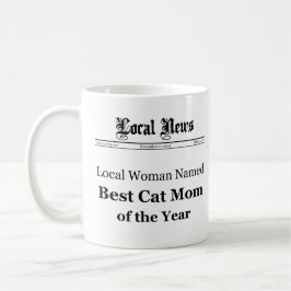 Beste Cat Mama The Year Newspaper Style Tasse